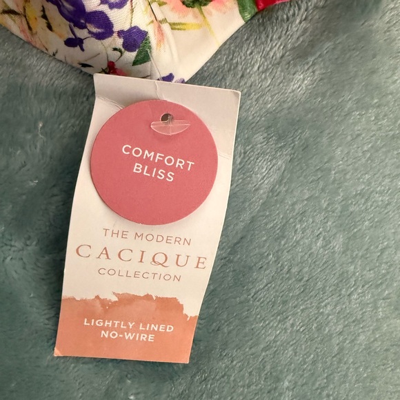 Cacique Floral Print Bra - Pink, Purple, Yellow and White Size 34K - Picture 4 of 5